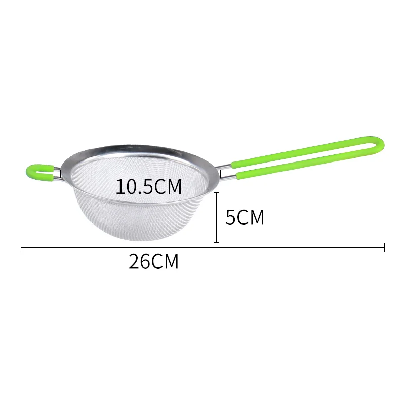 Stainless Steel Mesh Strainer 7-20CM Mesh Strainer with Silicone Handles