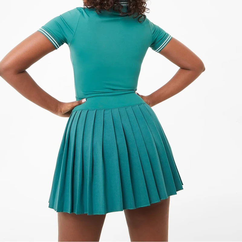 Women Tennis Dress Yoga Fitness Breathable Golf Ladies Sportswear Dress Collar Golf Shirt Pleated Skirt Tennis  Wear Dress