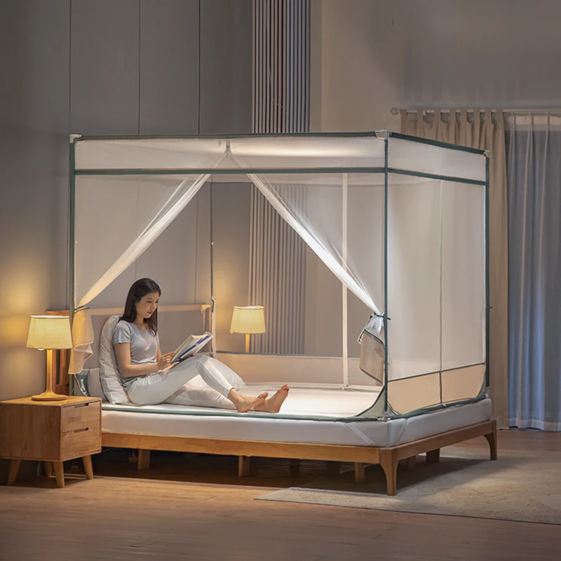 Mosquito Net Fabric Square Bed Net,Anti-Falling Bed Canopy For Outdoor Trips Camping Canopy On The Bed