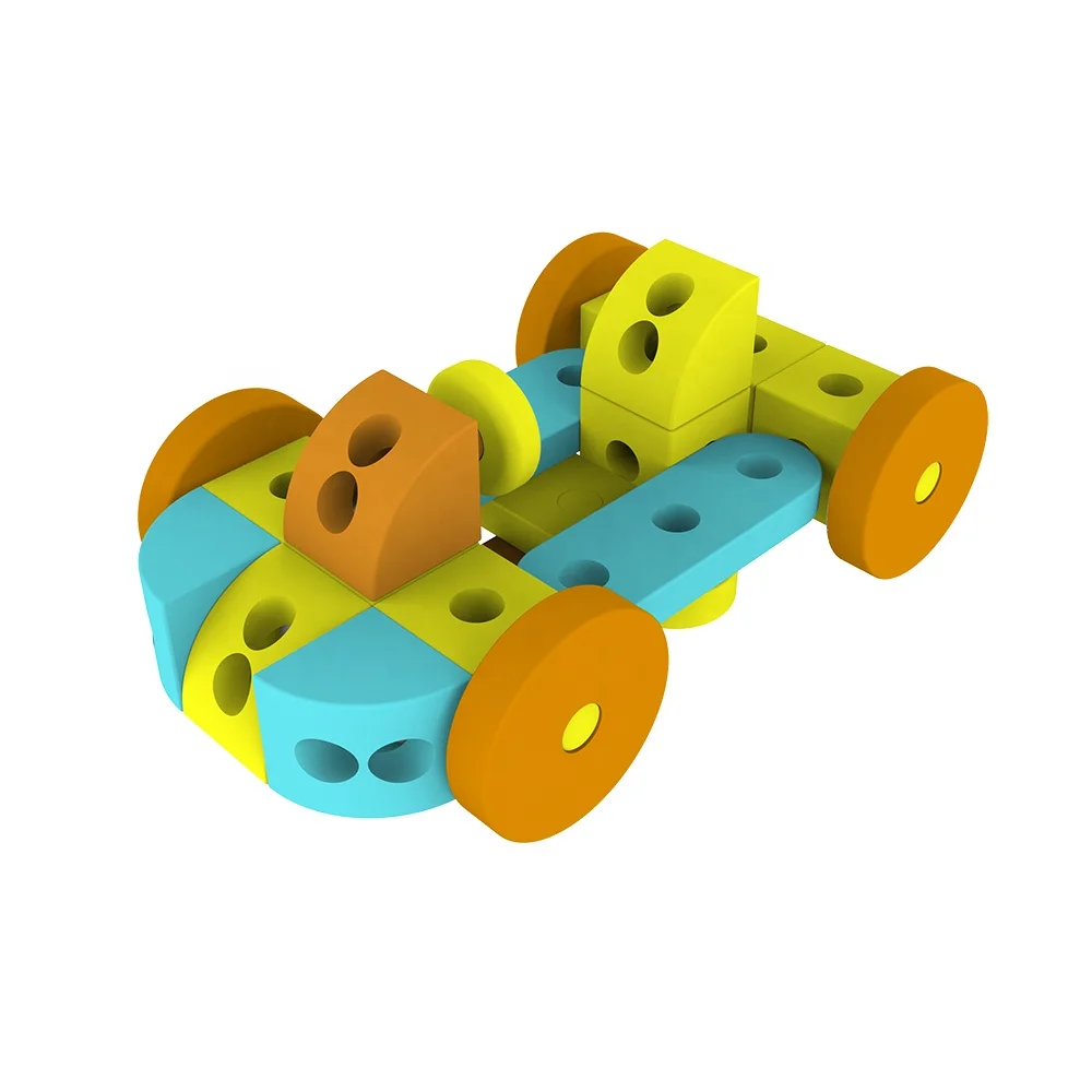 66pcs/set Foam Soft Building Blocks for Kids in Middle Size Racing Car Kids Toys Blocks Educational Toys 2021
