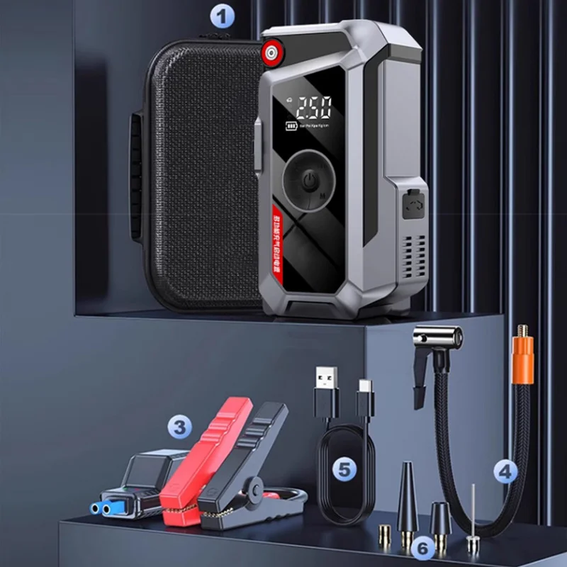 8000mAh Portable Jump Starter with Air Compressor 1000A Power Bank Tire Inflator Pump 12V Starting Device Car jump starter M16