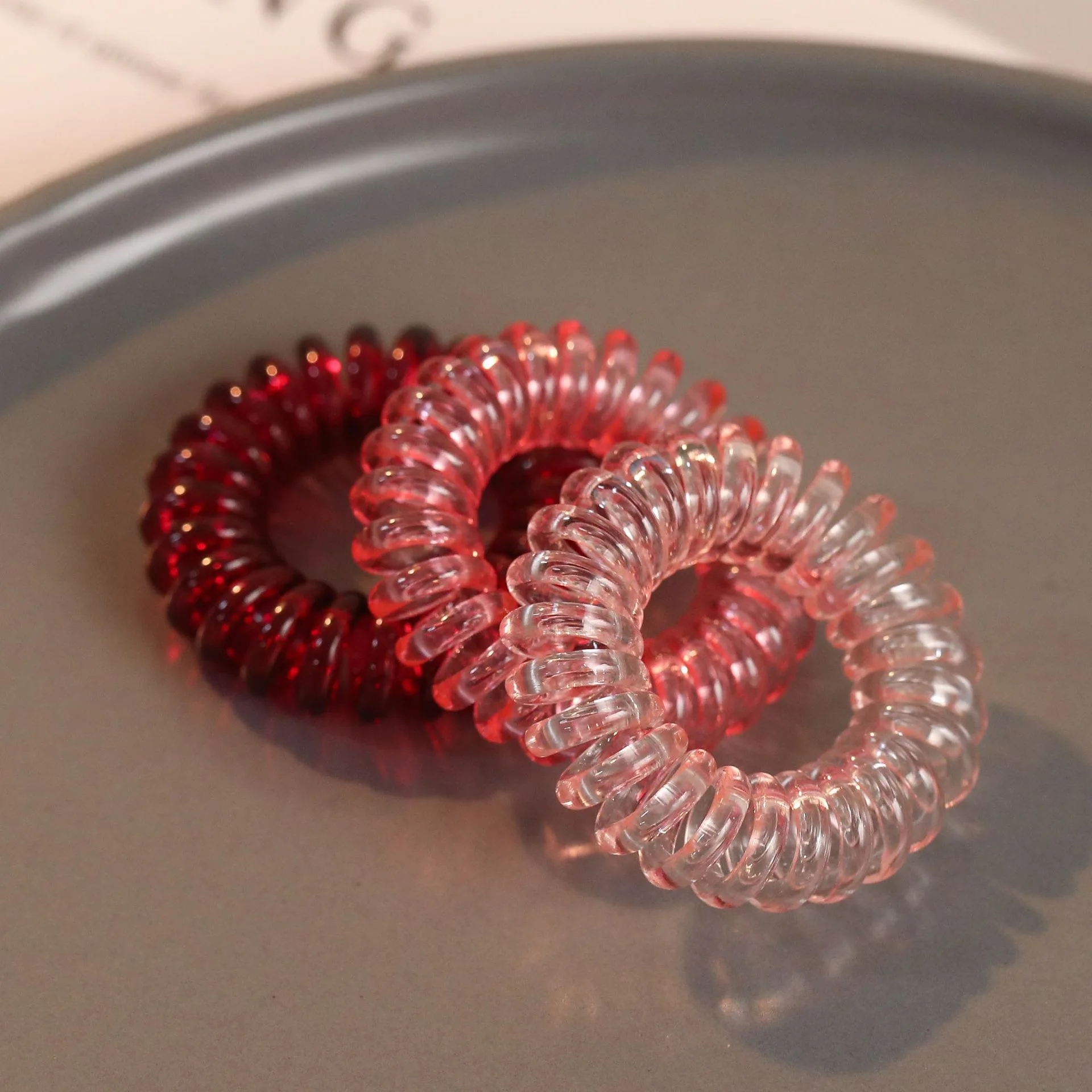 YT Colorful Elastic Plastic Hair Rubber Bands Spiral Scrunchies Hair Accessories For Women Girls Telephone Wire Hair Ties Set