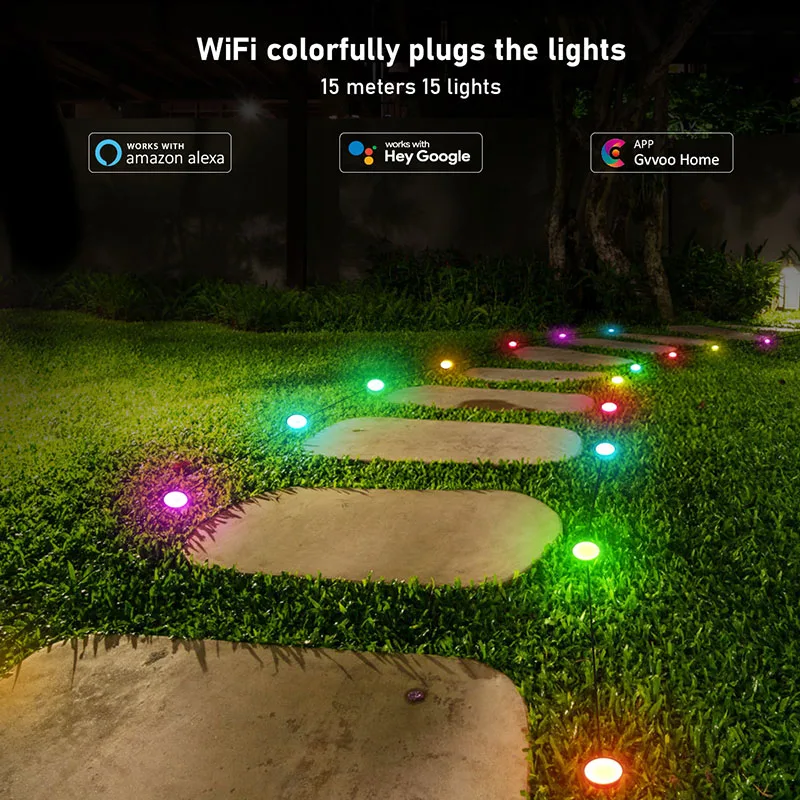 Tuya Arrival Outdoor Waterproof Led Landscape Lighting Wifi Smart Control With 10M 15 Lights For Garden Lawn Pathway Lighting