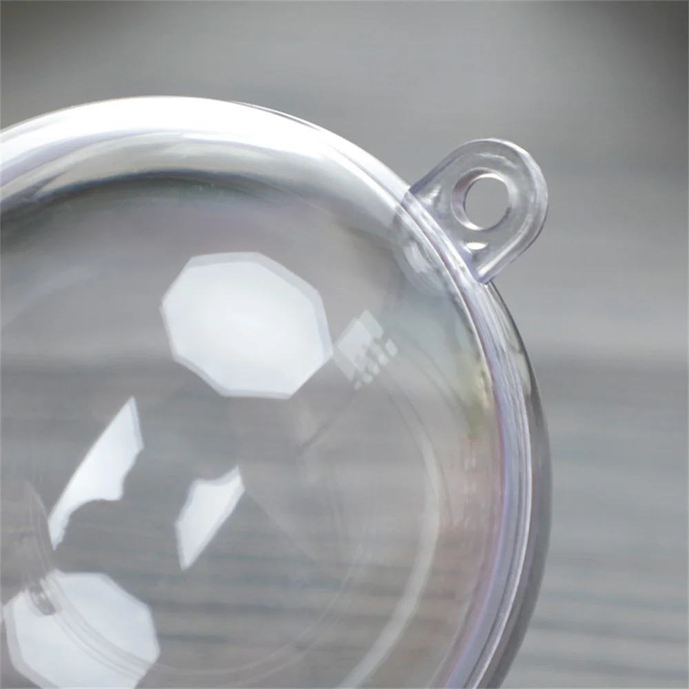 Openable Hanging Hollow Clear Plastic christmas ornament balls, transparent christmas ball, transparent 8cm christmas glass ball