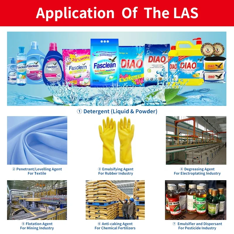 Linear alkyl LAS liquid soluble penetrant levelling agent emulsifier detergent raw material sodium dodecyl benzene sulfonate