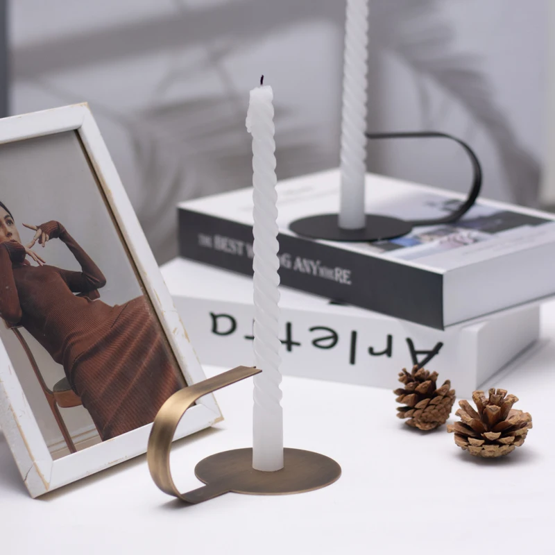 Wax Gold Brass Candlestick Candle Holder for Home Decor Black Antique Brass Candleholder