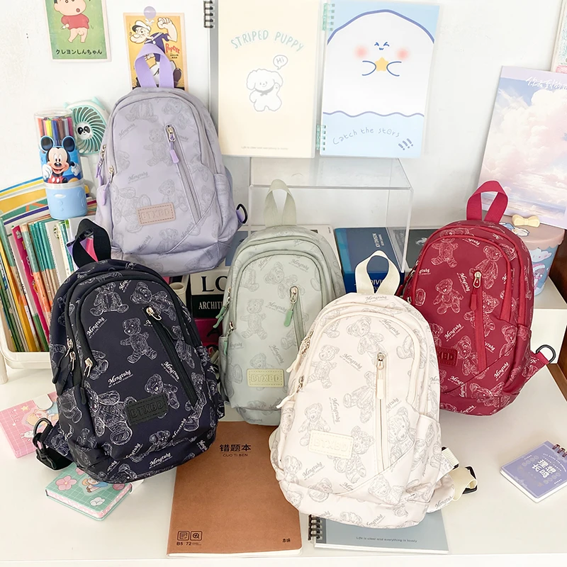 Cute bear print casual bag niche sports broadband student chest bag