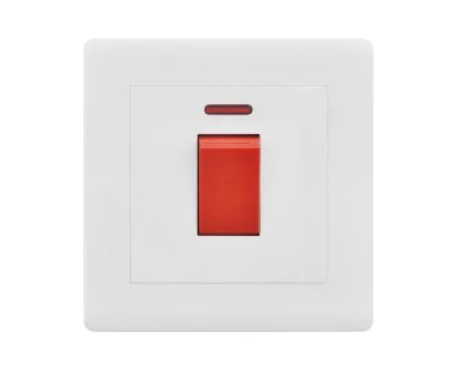 Yaki white switch Hotel Home UK Standard Copper accessories rectangular Shell light Wall switch 20A switch with neon