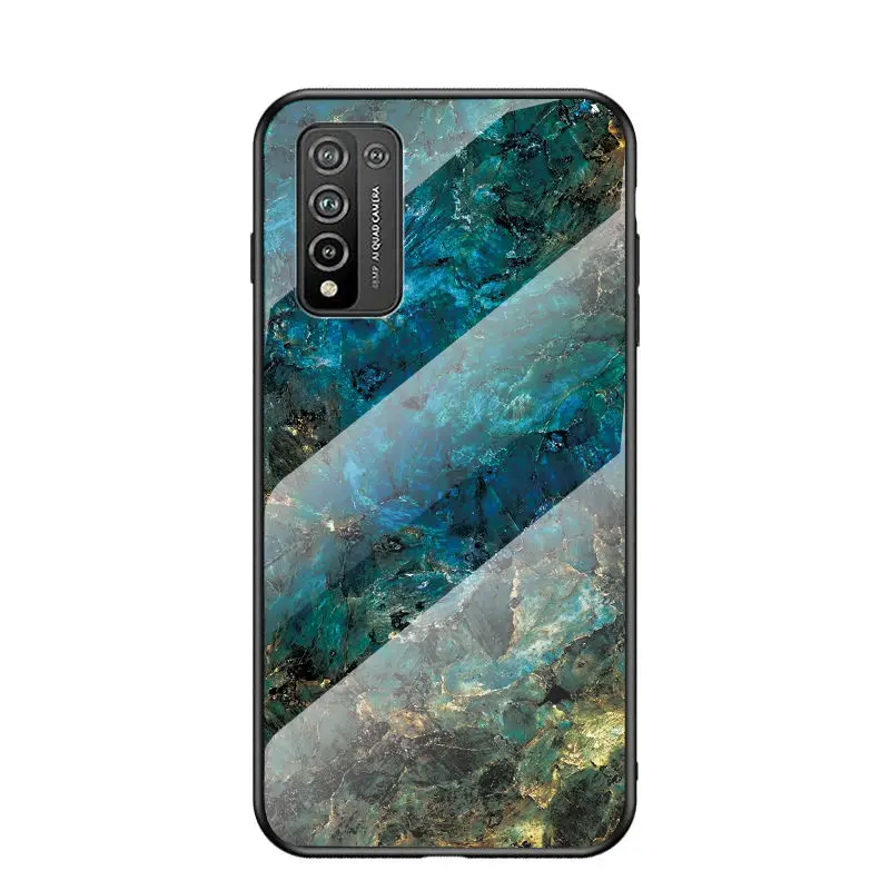 Marble Back Cover Hard Tempered Glass Cell Phone Case For Huawei Honor 10X Lite P Smart 2021 Y7A Mate 40 Pro Plus