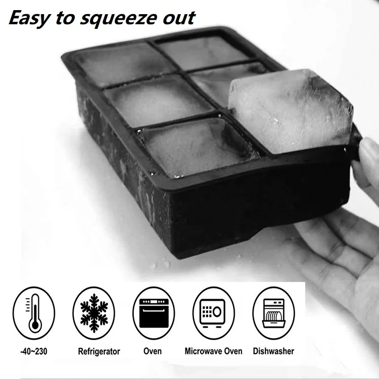 Reusable & BPA Free  Silicone Ice Cube Trays Molds,Ice Cube Tray for Freezer,Cocktail,Easy Release Square Ice Cubes
