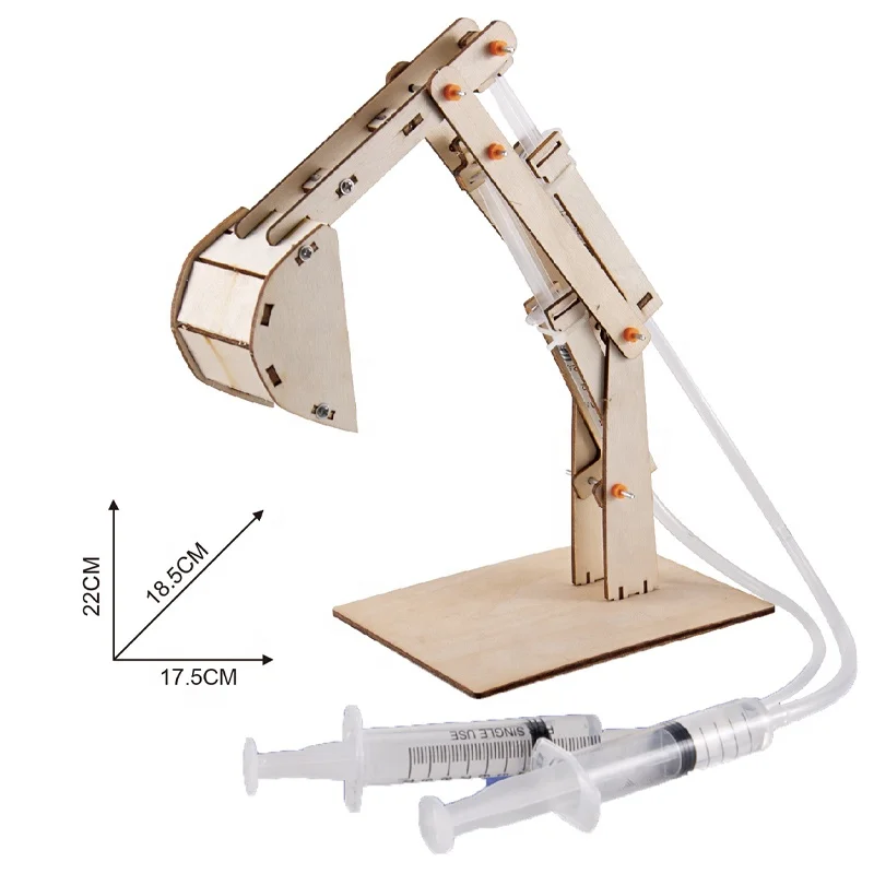 Newest 2Ch Diy Wood Excavator Kit Press Game Wooden Science Toy Stem Toys Educational for Kids