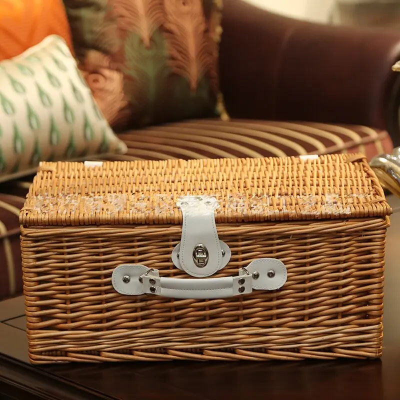 Vintage rattan wicker food basket Easter Christmas picnic Candy basket Eco-friendly picnic basket