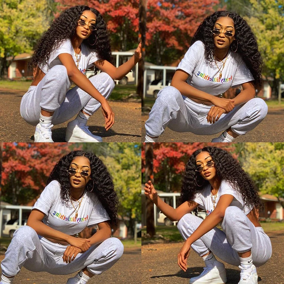 100% Pure Unprocessed Indian Virgin Human Hair Weaving Deep Wave Bundles Deals With Frontal Silk Base Lace Top Closure