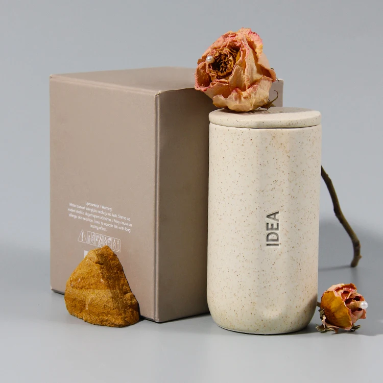 Modern Nordic Cylinder Scented Candle Vessel Empty Printed Custom Fragrance For Glazed Ceramic Candle Jar Wedding Gifts