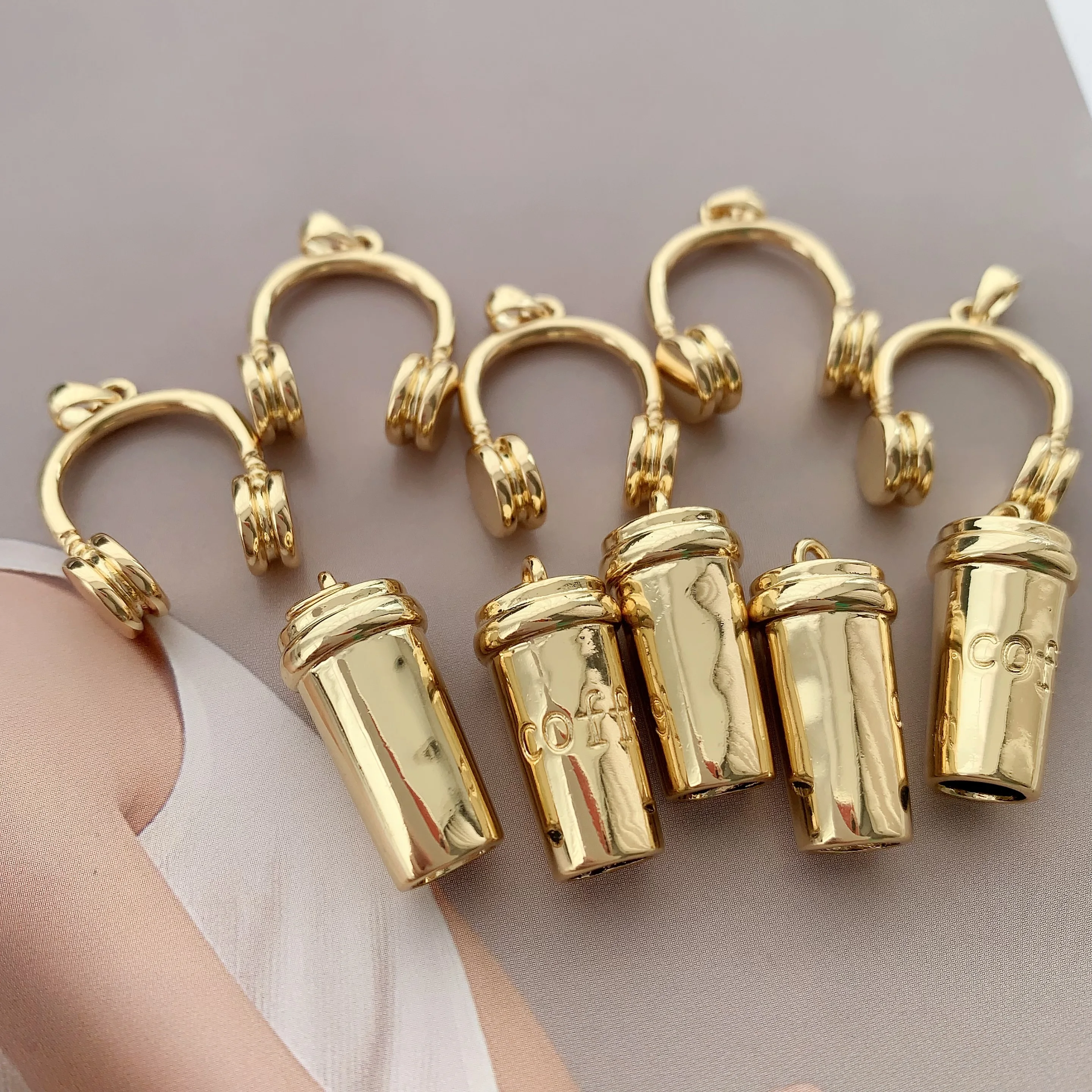 LS-L3694 Beautiful earpiece charm & pendant solid coffee cup charms men jewelry accessories gold charms