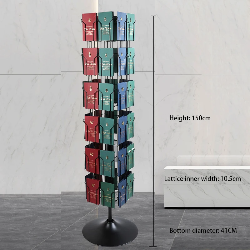 Retail Store Rotating Metal Magazine Display Holder Rack Magazine Display Stand for Book Shop