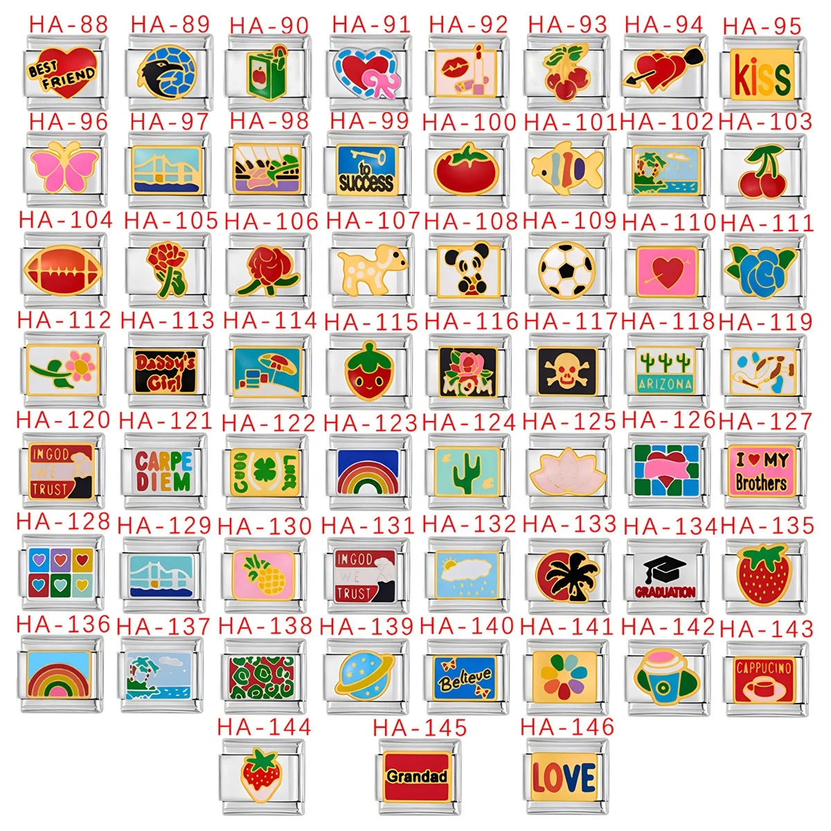 Freely style spliced Enamel bracelet DIY Italian module charm rings Stainless steel Italian module bracelet for men and women