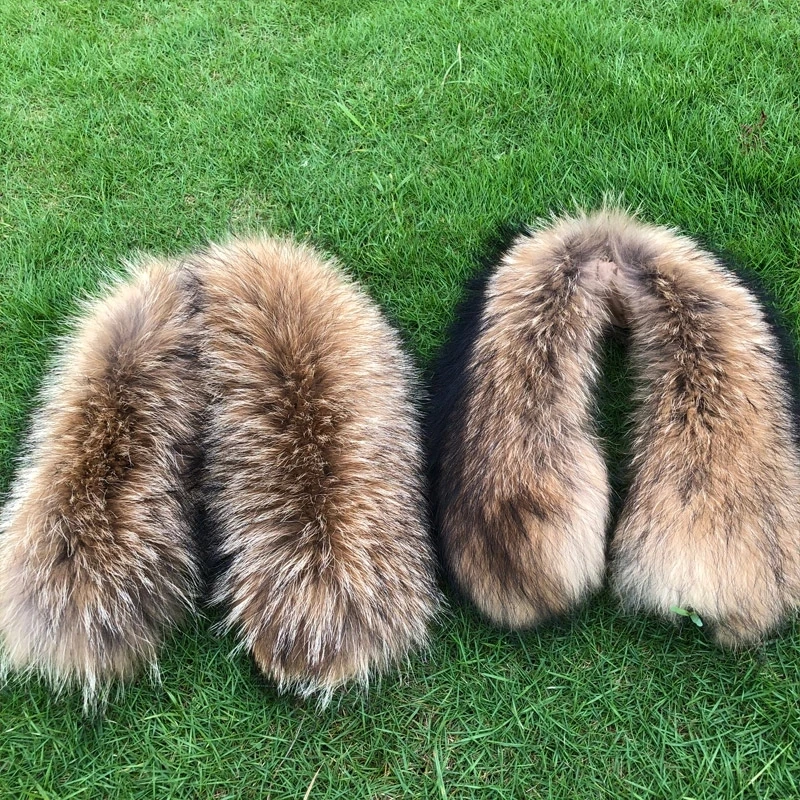 100% Real Fur Collar For Parkas Coats luxury Warm Natural Raccoon Scarf Women Large Scarves Male Jackets coat
