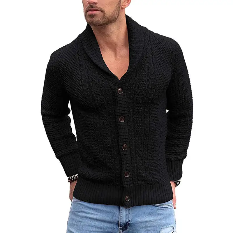 Wholesale knitted fashion men clothes knit pullover solid color cable knit sweater men long cardigan sweater