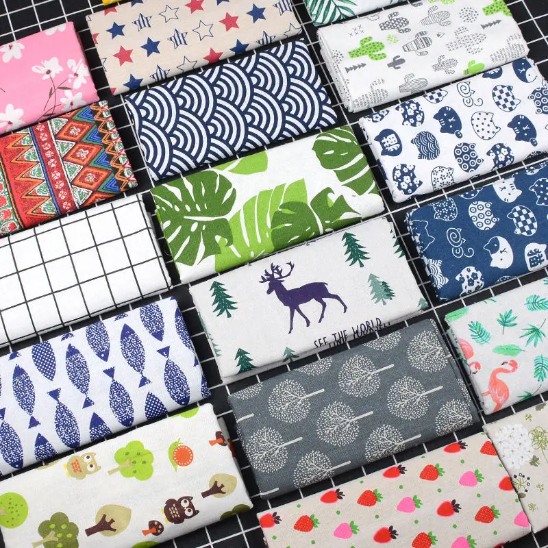 Нет минимального заказа, ткань из хлопка и льна с цветочным принтом, сделай сам, грубая конопляная ткань для занавесок, скатерть, клетчатая ткань