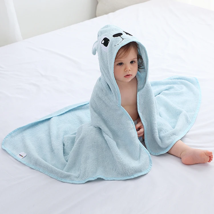 MICHLEY Summer Hot Selling Bamboo Fiber Towels for Children Soft and Cheap 75*100 CM Bath Towels Hooded Blue Dog Baby Towel