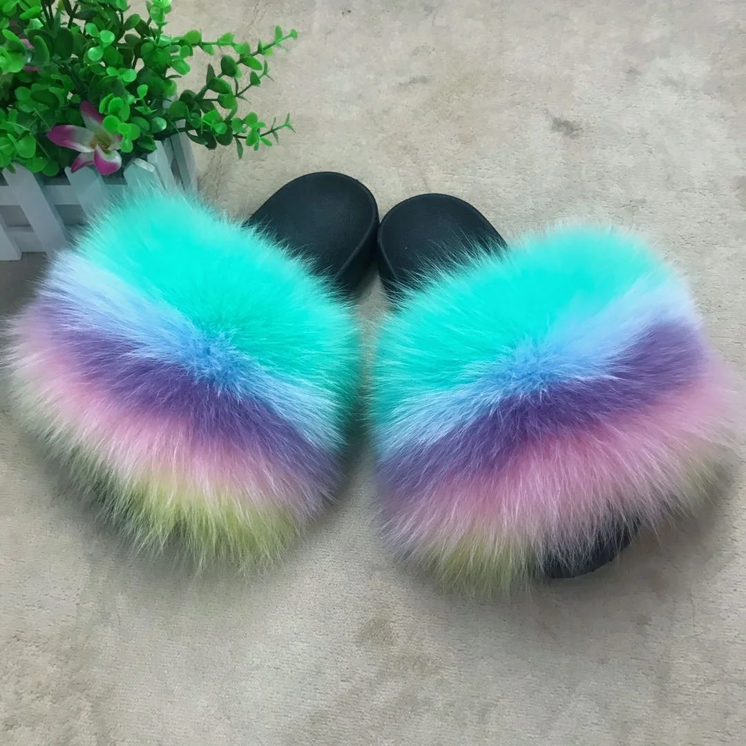 
Fur slipper for toddlers fox fur slippers real slippers women soft real fox fur slides 