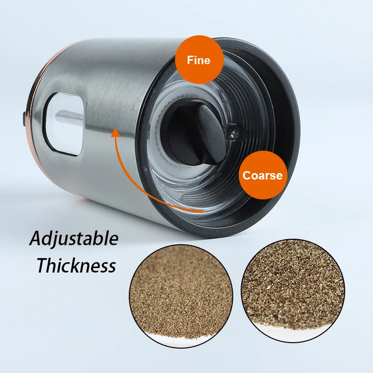 High quality Stainless steel round ceramic pepper mill electric smart herb and spice grinder