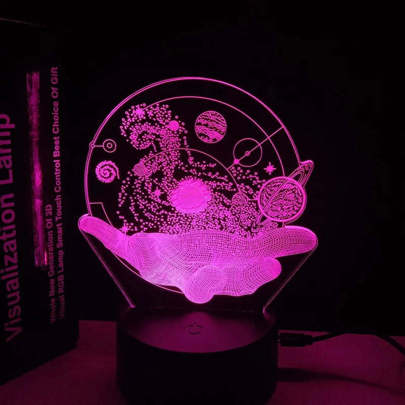 Room Decoration 3D Optical Illusion Lamp Universe Space Galaxy LED Night Light with Remote for Space Lover Boys and Girls Gift