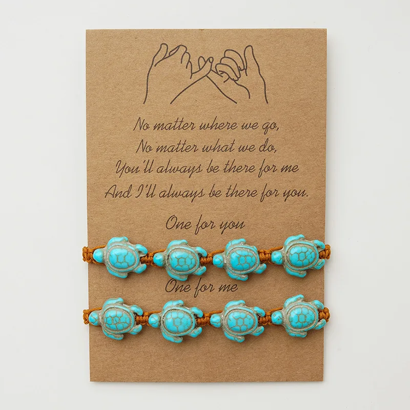 Fashion Design Women Men Adjustable Natural Stone Beaded Bracelet Boho Turquoise Turtle Bracelet Jewelry