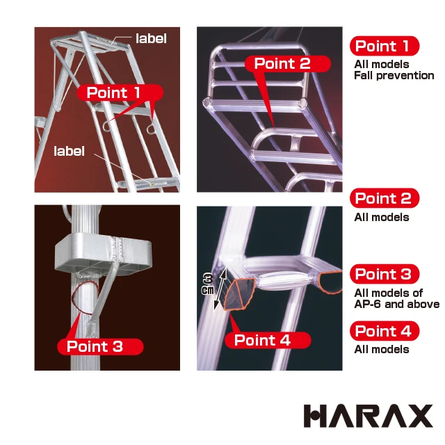 Safety rope hooks firmly price aluminum step ladder made in Japan
