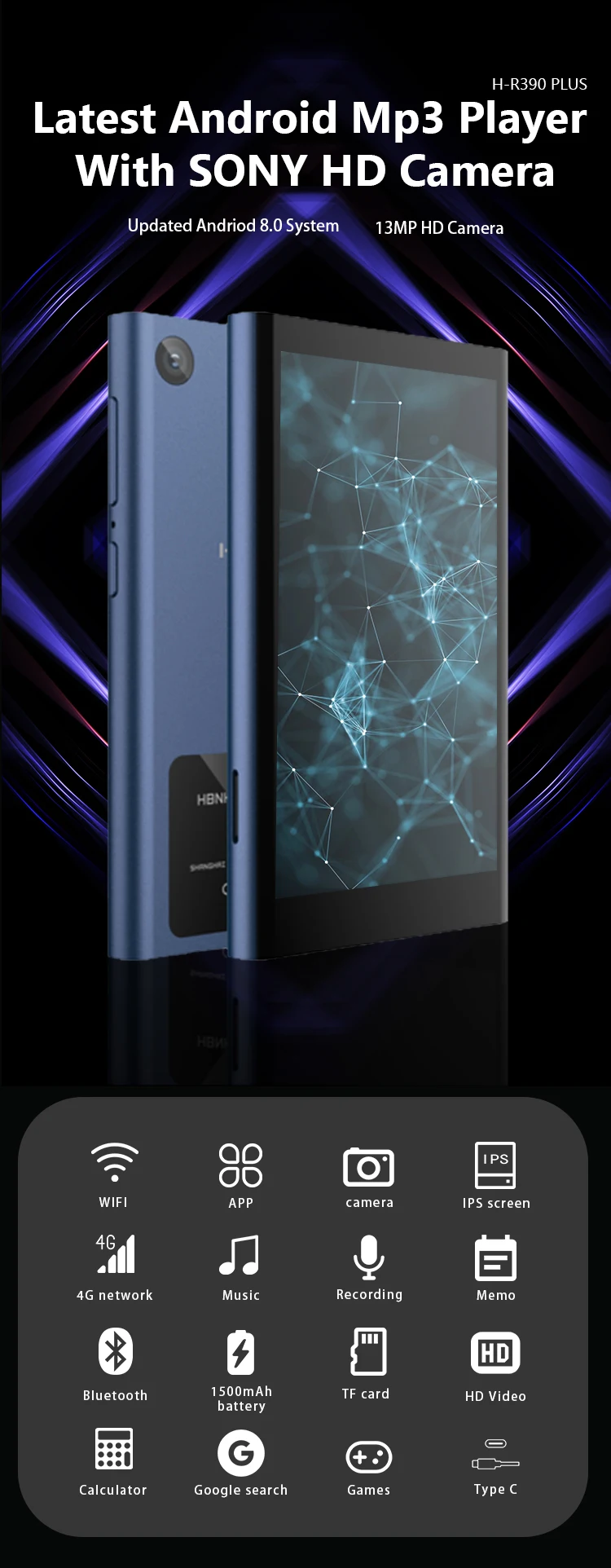 Лидер продаж мини mp3-плеер Hi-Fi Android портативный цветной музыкальный плеер для дискотек музыки