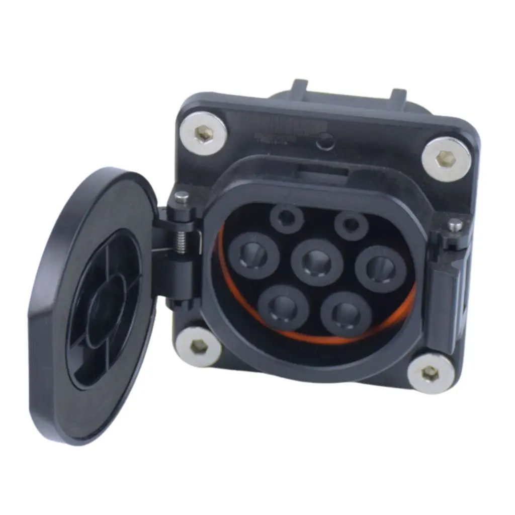 EV Charging Type 2 Male Socket Connector Outlet IEC 62196-2 32A 3 Phase 480V 22KW 4 Point Fixed AC for Electric Vehicle Type2
