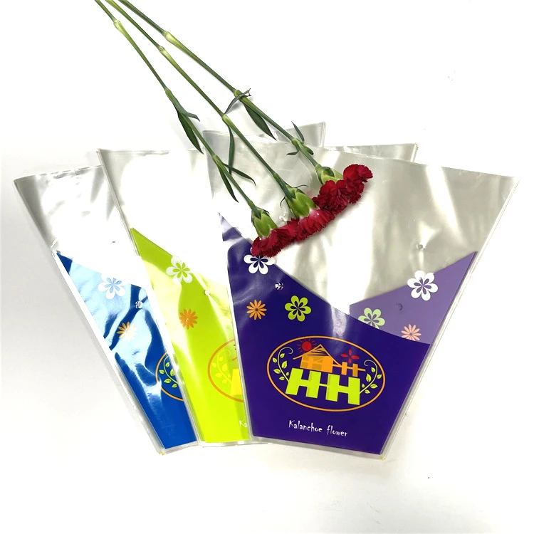 2021 wholesale rose sleeve flower transparent flower packaging bag flower shop supplies waterproof cellophane bag