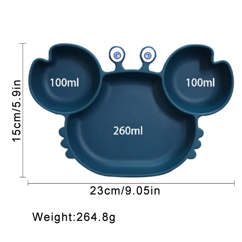 New Design 6 Pieces Food Grade Non-toxic Complementary Food Crab Plate Tableware Bpa Free Baby Silicone Baby Feeding Set