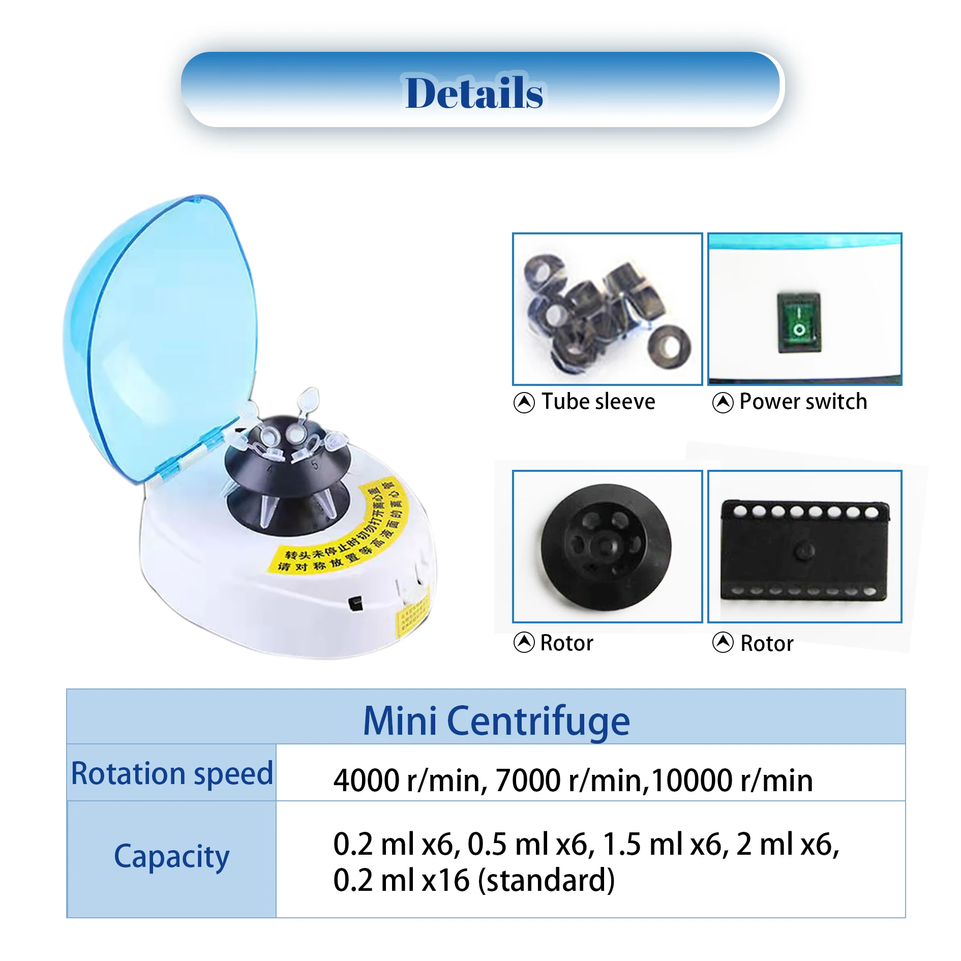 Hot selling factory direct sales laboratory 10000 RPM high-speed Mini centrifuge microcentrifuge