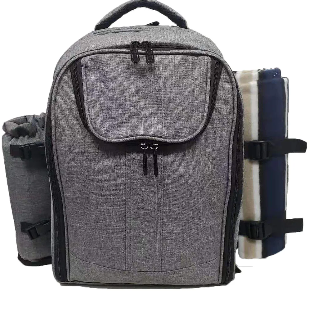 Picnic Backpack Stylish All-in-One Portable Picnic Bag with Complete Cutlery Set, Stainless Steel S/P Shakers | Picnic Blanket