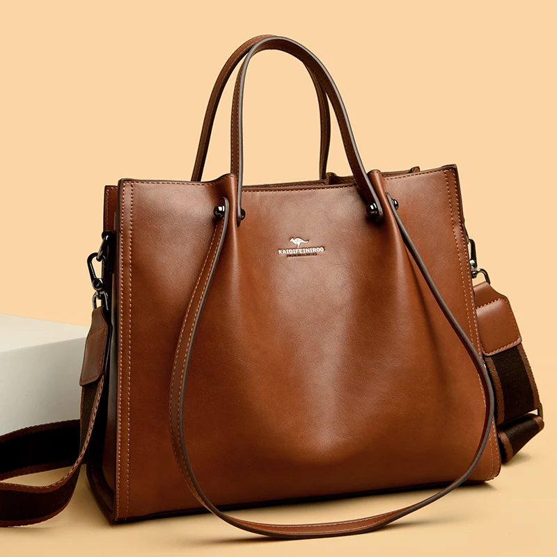 antique artificial leather large capacity bag for women stock wholesale big tote bag made of high quality PU leather