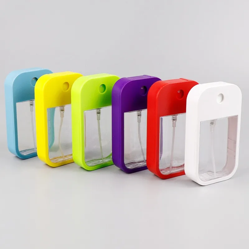 Customized Color Pocket Abs Petg Plastic Cell Phone Credit Card Shape Hand Sanitizer Spray Bottle with Keychain Silicone Case