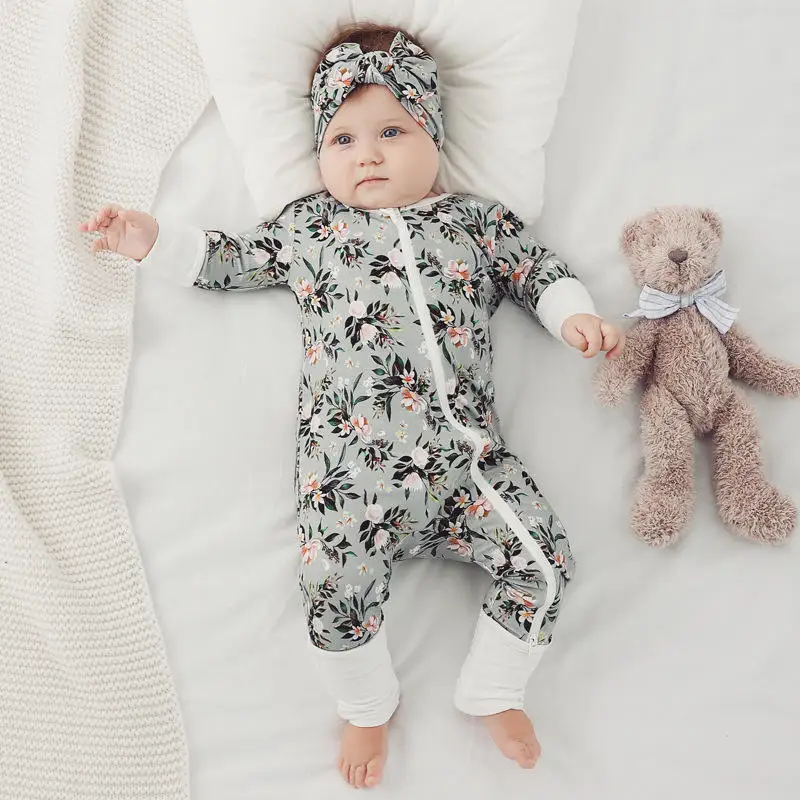 RTS Bamboo fiber infant clothes Spring newborn jumpsuit Bamboo long sleeve baby clothes