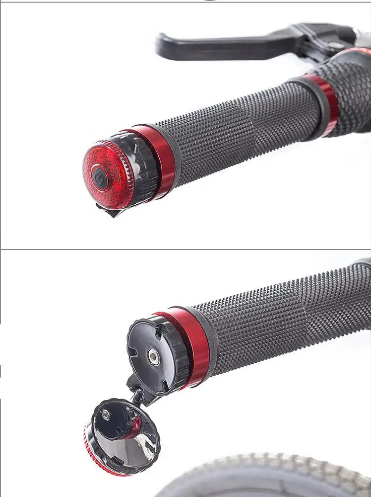 Handlebar Bike Mirror-Outdoor ABS Bike Handlebar End 360 Degrees Adjustable Safety Rearview Mirror with light