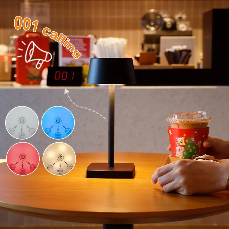 High Quality Smart Touch Control Dinner Bill Lighting Calling Service Lamp Calls Waiter Led Table Lamp Rechargeable Restaurant