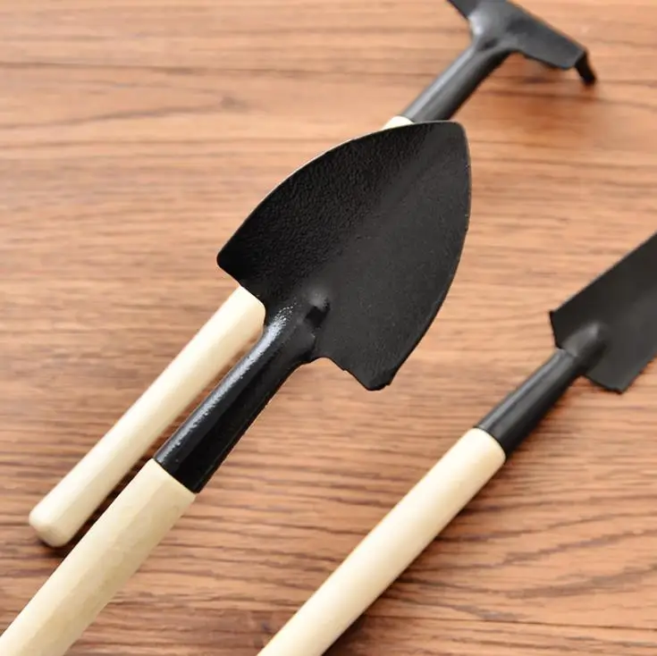 Mini Set of 3 Tiny Indoor Garden Tool, Hand Planting Tools, Small Shovel/Rake/Spade Succulent Soil Tools for Indoor Gardening
