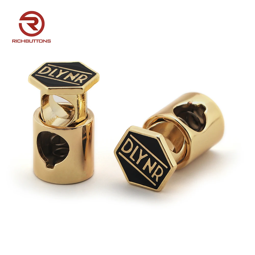 Hot Sale For Wholesale Spring Three Custom End Stopper 2 Hole Metal Cord Lock