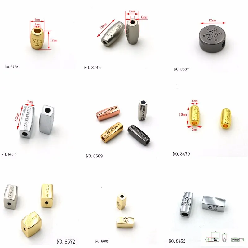 Jewelry Accessories Making Customize Engraved Metal Beads Company Logo Beads For Bracelet