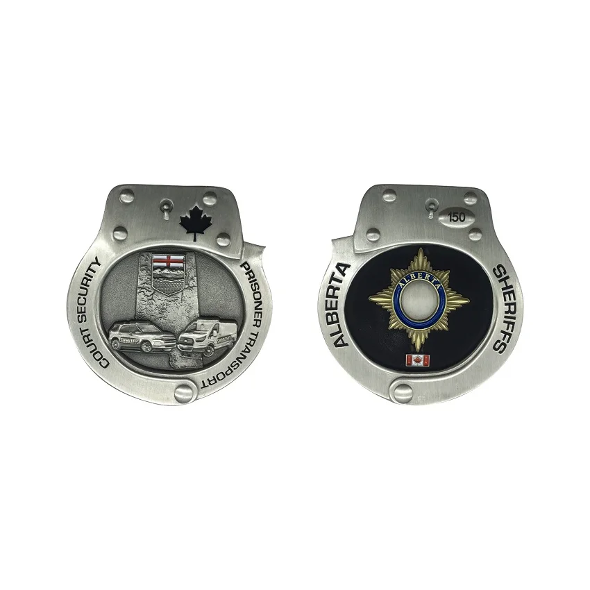 
 Индивидуальный дизайн, двухцветное покрытие, Канадская Альберта, наручники, металлическая медаль, вызов, монета, ретро старая монета  