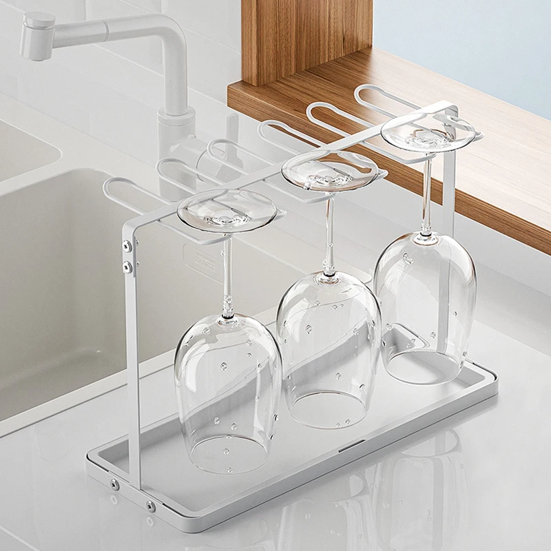 OWNSWING Multi-function Kitchen Under Cabinet Free Punching Holder Wine Glass Rack Stemware Glass Cup Hanging Holder