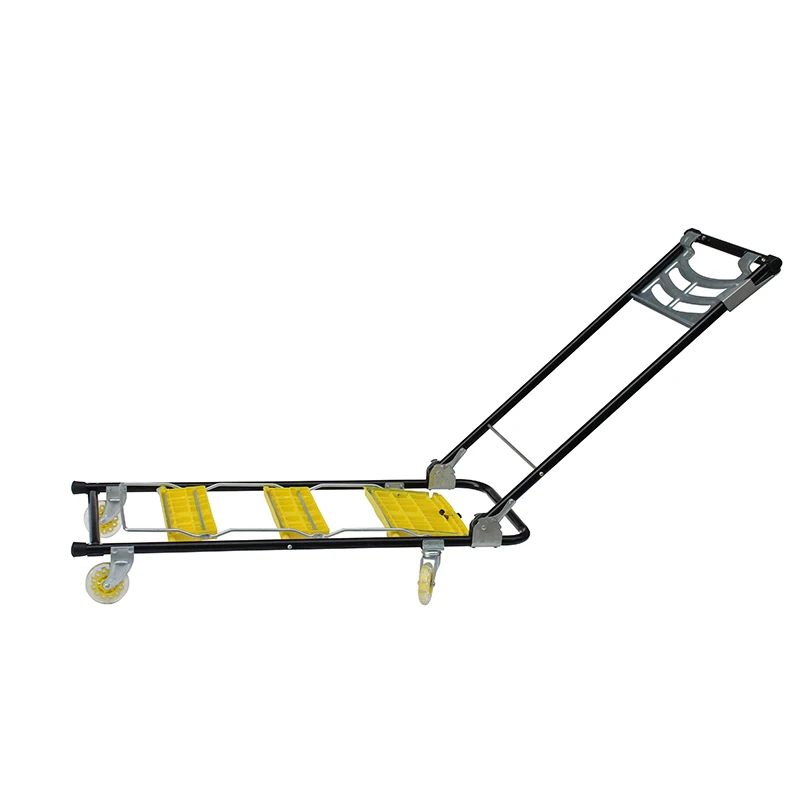 A ladder with A cart, a tool cart with wheels, a ladder