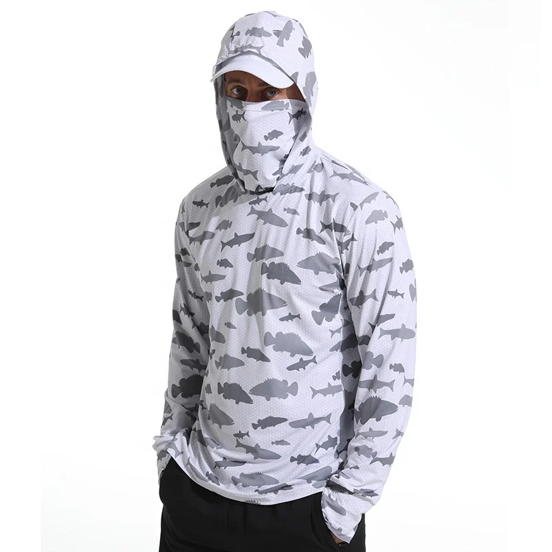 Sublimation custom printing fishing jersey  Upf50+  long sleeve fishing sun protection face mask hoodie