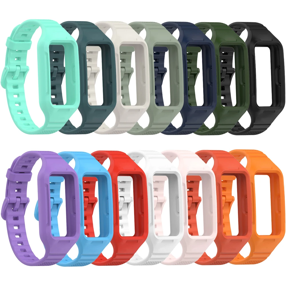 Сменный умный браслет с цветной пряжкой однотонный спортивный ремешок из ТПЭ для Huawei Band 7 6