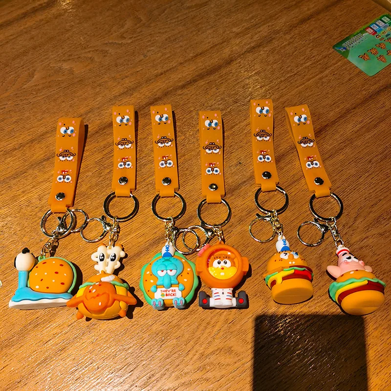Hamburg Spongebob Cartoon Cute Doll Pendant Car Keychain Pendant Couple Bag Key Chain